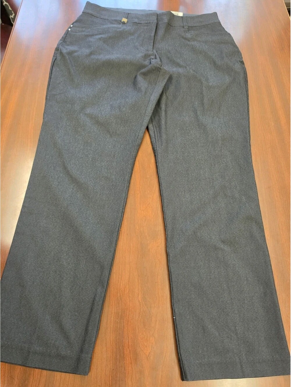 JM Collection NWT 14P Pull On Dress Pants Navy Waverly Denim Career Office